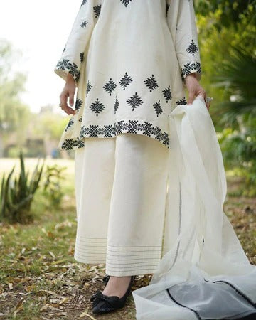 Noir Elegance – Embroidered 3-Piece Suit