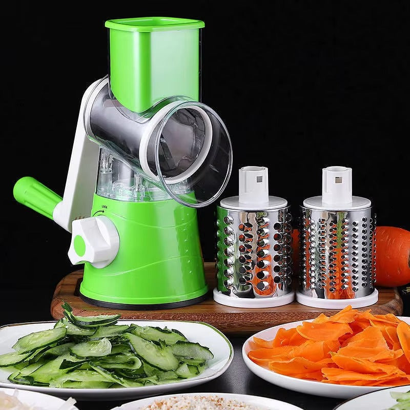 Multifunctional Vegetable Slicer Vegetable Slicer Manual Kitchen Grater Vegetable Chopper 3 in 1 Round Mandolin Cutter Potato Spiralizer Household Gadgets